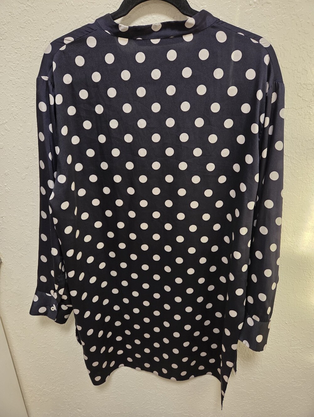 Zara Woman Polka Dot V-Neck Tunic Top - Navy and White - Picture 5 of 5